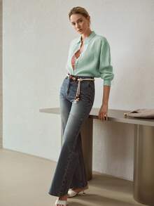 MOTF PREMIUM WOMEN'S COMFORTABLE BASIC SOLID COLOR SIMPLE LINEN SHIRT, SUMMER - Green - View 5