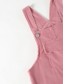 Young Girls Casual Pink Bib Pants With Bow Decor,Loose Straight Leg Soft Fabric,Versatile For Summer School Daily Wear,Spring/Autumn/Winter Jumpsuit - Pink - View 6