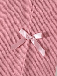 Young Girls Casual Pink Bib Pants With Bow Decor,Loose Straight Leg Soft Fabric,Versatile For Summer School Daily Wear,Spring/Autumn/Winter Jumpsuit - Pink - View 5