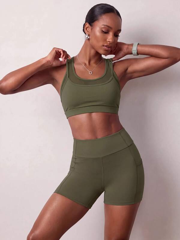 Zivah Women's Seamless Bra & Shorts Sports Set