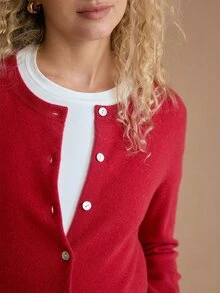 MOTF PREMIUM WOMEN'S AUTUMN/WINTER MINIMALIST SOLID COLOR SINGLE-BREASTED CARDIGAN - Red - View 7