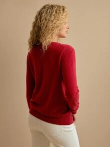 MOTF PREMIUM WOMEN'S AUTUMN/WINTER MINIMALIST SOLID COLOR SINGLE-BREASTED CARDIGAN - Red - View 3