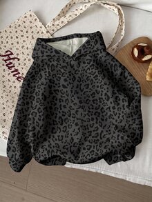 Tween Girl Vintage American Style Leopard Print, Tween Girl Casual Oversized Long Sleeve Sweatshirt Suitab - White - View 1