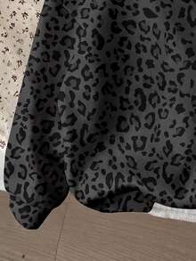 Tween Girl Vintage American Style Leopard Print, Tween Girl Casual Oversized Long Sleeve Sweatshirt Suitab - White - View 5