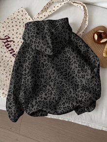 Tween Girl Vintage American Style Leopard Print, Tween Girl Casual Oversized Long Sleeve Sweatshirt Suitab - White - View 2