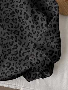 Tween Girl Vintage American Style Leopard Print, Tween Girl Casual Oversized Long Sleeve Sweatshirt Suitab - White - View 6