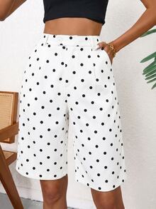 Aveloria Modichic Women's Polka Dot Pocket Casual Versatile Daily Travel Blazer Shorts - Black and White - View 5