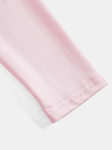 SHEIN Girlism 青少年女孩休閒彈性半拉鍊V領修身長袖T恤，基礎必備秋冬外套，簡約休閒修身彈性夾克 - 粉色 - 查看 4