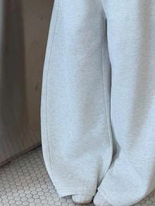淺灰色/全灰色 青少年女孩休閒極簡寬鬆軟厚連帽衛衣與寬腿運動褲兩件套，適合秋冬日常、街頭、外出、慵懶風、嘻哈、Y2K - 彩色 - 查看 8