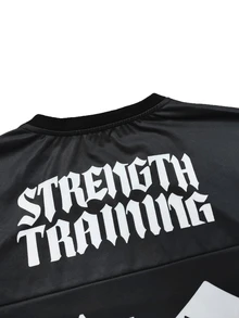 Gym Rark Men's Letter & Number Print Casual Daily Sports T-Shirt - Black - View 4