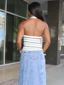 Steph T Women's Casual Backless Tight Crop Top, Suitable For Summer,Summer Top - Multicolor - View 2