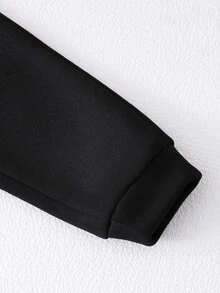 2 piezas/Set Chaqueta con capucha de manga larga de felpa a cuadros & Pantalones de chándal para niños, Tela suave & cómoda, & Estilo versátil, Adecuado para ropa de calle, uso casual al aire libre, uso diario en primavera & otoño - Blanco y Negro - Ver 8