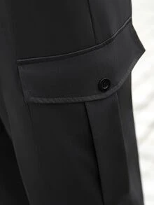 Manfinity CasualCool Men's Dark Gray Cargo Jogger Pants, Elastic Cuffed Hem, Cargo Pockets, Casual Everyday Wear - Dark Grey - View 4