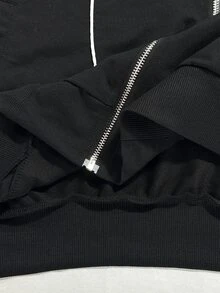 PAVTROS Men's Plus Size Striped Cross Star Print Hoodie - Black - View 8