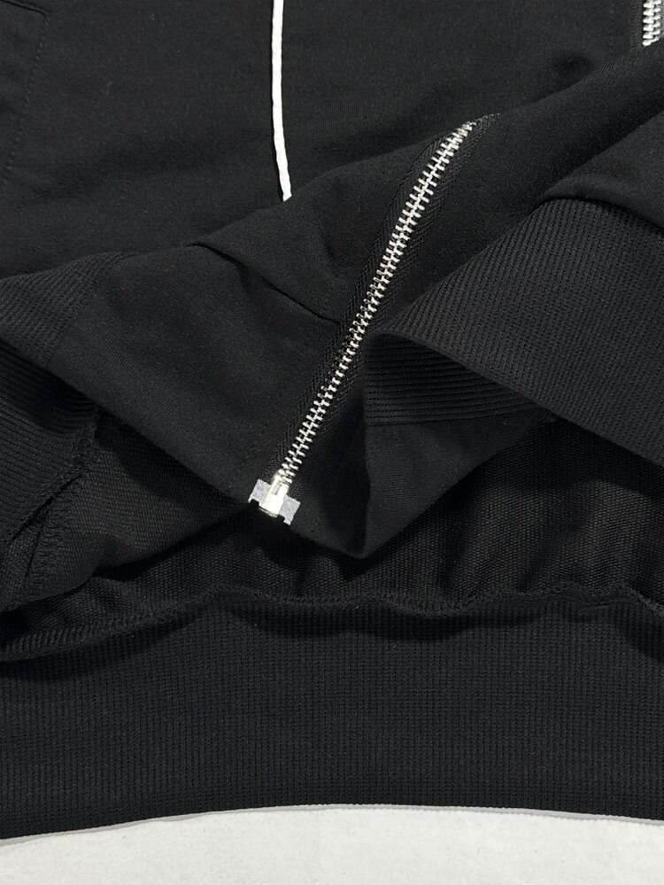 PAVTROS Men's Plus Size Striped Cross Star Print Hoodie - Black - View 8
