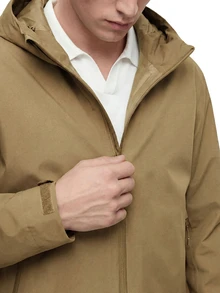 TekDrob WaterProof & WindProof Parka With Hoodie And Adjustable Details - Khaki - View 9