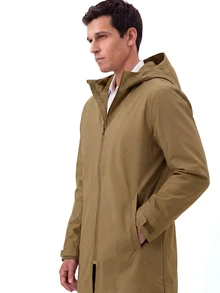 TekDrob WaterProof & WindProof Parka With Hoodie And Adjustable Details - Khaki - View 4
