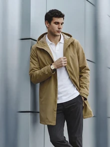 TekDrob WaterProof & WindProof Parka With Hoodie And Adjustable Details - Khaki - View 3