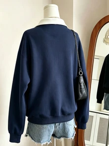 Sweatshirt Logo Pony, Cocok Untuk Anak Perempuan Usia 13-16 Tahun di Musim Gugur/Dingin, Gaya Kasual Minimalis Nyaman untuk Sehari-hari - MultiWarna - View 2
