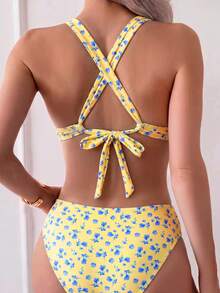 Swim Mod 2026 Spring/Summer Ditsy Floral Minimalist Bikini Set, Padded Bust, High-End Swimwear For Women - Multicolor - View 2