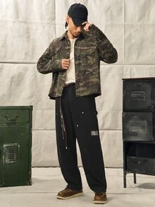Norleigh Men's Autumn Black Washed Casual Streetwear Long Pants Holiday - Black - View 7