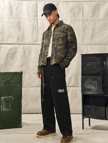 Norleigh Men's Autumn Black Washed Casual Streetwear Long Pants Holiday - Black - View 4