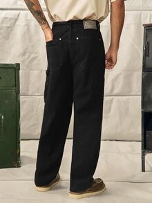 Norleigh Men's Autumn Black Washed Casual Streetwear Long Pants Holiday - Black - View 2