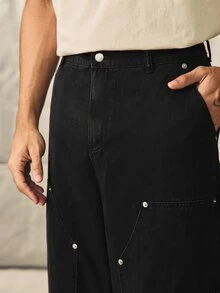 Norleigh Men's Autumn Black Washed Casual Streetwear Long Pants Holiday - Black - View 5