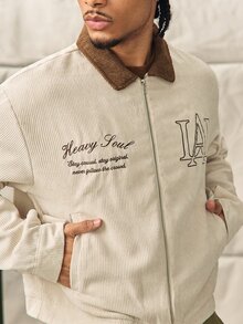 Norleigh Men's Letter Embroidered Lapel Long Sleeve Jacket - Multicolor - View 5