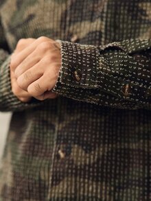 Norleigh 男士街頭風休閒鉤編迷彩牛仔襯衫 - 軍綠色 - 查看 6