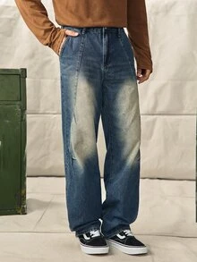 Men's Fashion Versatile Button Pocket Denim Jeans Street Casual - Medium Wash - View 3