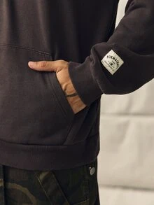 Norleigh 男士秋冬街頭風重磅毛圈棉針織連帽衛衣 - 霧霾藍 - 查看 5