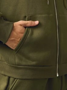 Norleigh Men's Long Sleeve Pocket Hoodie And Drawstring Waist Cargo Pants Set - Army Green - View 7