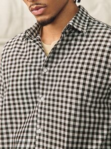 Norleigh 男士休閒前扣長袖格紋梭織襯衫 男士時尚格紋襯衫 棕色與白色襯衫 度假、父親節禮物 - 咖啡棕 - 查看 7