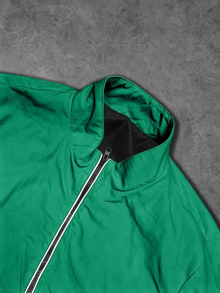 Sport MetroGents Men's Zip-Up Long Sleeve Jacket And Drawstring Waist Shorts Sports Set, Gym - Green - View 3