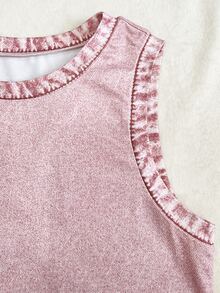 Franclia Women's Round Neck Top And Pocket Button Shorts Casual Daily Set - Baby Pink - View 4