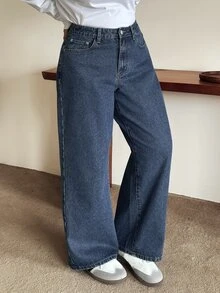 Dazy Plus Dark Wash Blue Back Pocket Bow Embroidery Straight Leg Bermuda Denim Shorts, Spring/Summer - Dark Wash - View 6