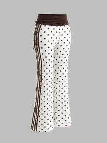 Tween Girl Tween Girl Tween Girl Casual Fashion Knit Polka Dot Color Block Long Pants, Suitable For Autumn/Winter Wear - Multicolor - View 3