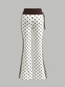 Tween Girl Tween Girl Tween Girl Casual Fashion Knit Polka Dot Color Block Long Pants, Suitable For Autumn/Winter Wear - Multicolor - View 4