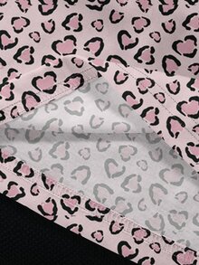 Betty Boop x SHEIN SHEIN EZwear 休閒極簡豹紋卡通圖案圓領短袖T恤，街頭風 - 彩色 - 查看 12