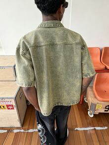 STEELVANCE 美式風格高級刺繡短版牛仔夾克 - 綠色 - 查看 2