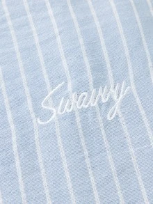 NORVETH Men's Drawstring Waist Striped Letter Embroidered Straight Leg Loose Casual Long Pants - Blue - View 6