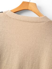 EMERY ROSE Cardigan Wanita Ukuran Besar Kasual Lembut Serbaguna Leher V Motif Kotak-kotak Warna Kontras Lengan Panjang Kancing Depan Formal Kantor Beige Musim Dingin - MultiWarna - View 7