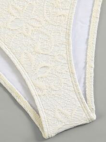 Swim Oasis Premium Special Fabric One-Piece Swimsuit With Metal Trim And Braided Rope Detail, Plus Cover-Up Skirt With Metal Starfish Accent, 2 Pieces Set - Beige - View 5
