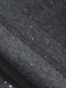 FRIFUL Women's Autumn Sequin Decorated Drop Shoulder Long Sleeve Sweatshirt And Pants 2 Pieces Set - Dark Grey - View 8
