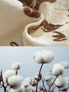SHEIN 男童棕榈树印花短袖衬衫和短裤两件套，休闲夏季服装 - 卡其色 - 查看 3