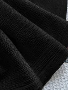 Flirla Conjunto de pantalones de pierna ancha versátiles para ir y venir y de vacaciones, con tela texturizada, patchwork y ribete de encaje en estilo Y2K - Negro - Ver 6