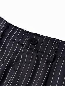 Manfinity Mode Men's Striped Long Sleeve Blazer And Pants Casual Commute Travel Suit Set, Formal, Old Money - Black - View 5