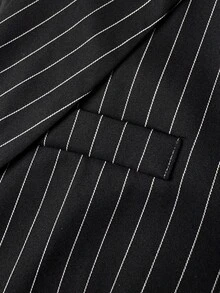 Manfinity Mode Men's Striped Long Sleeve Blazer And Pants Casual Commute Travel Suit Set, Formal, Old Money - Black - View 6