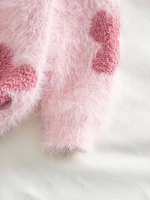 SHEIN Vintaside Kids 女童圓領套頭長袖毛衣，可愛粉色人造貂毛材質，Ro 秋季款 - 粉色 - 查看 10